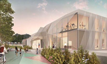 La piel escalable, obra de ampliación del Polideportivo de Hoyo de Manzanares