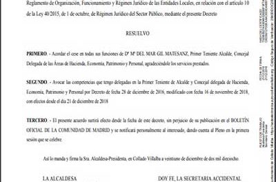 IU pide la renuncia de la primera teniente de alcalde de Collado Villalba