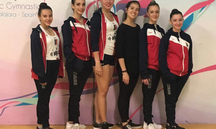 El equipo juvenil de gimnasia rítmica sanlorentino participa en el Euskalgym