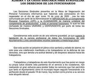 Comunicado de los sindicatos de funcionarios del Ayuntamiento de Las Rozas