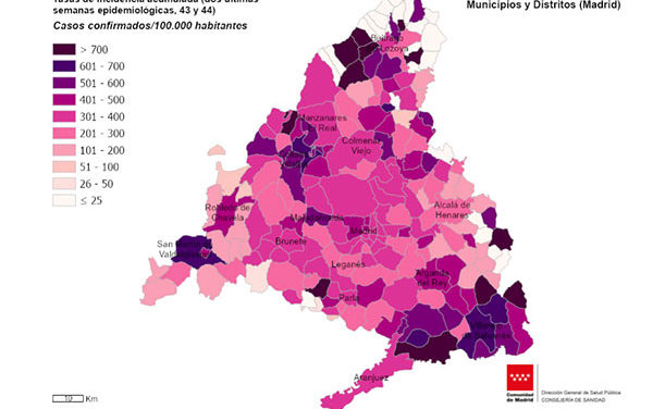 La tasa de incidencia en Collado Villalba vuelve a ascender hasta los 587,32 y Galapagar se sitúa en 580,88