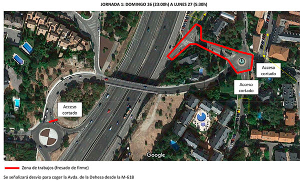 Carreteras cortará el tráfico de la Plaza del Dedo Gordo y el Camino de Valladolid de Torrelodones