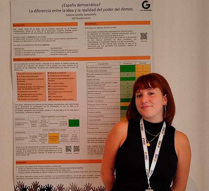 Una alumna del IES Guadarrama obtiene el tercer premio en el Certamen de jóvenes investigadores