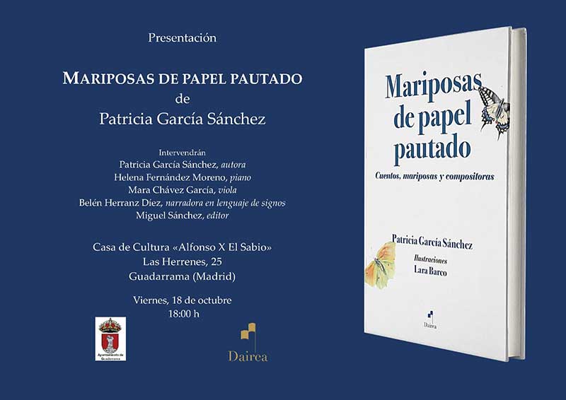 La escritora y musicóloga Patricia García presenta en Guadarrama su libro “Mariposas de papel pautado”