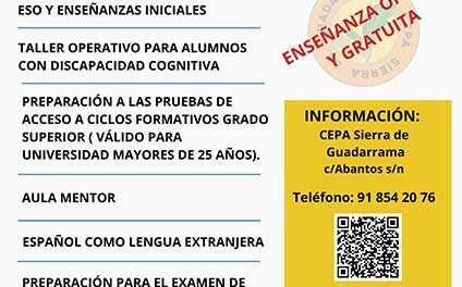 El CEPA Sierra de Guadarrama abre matrícula para el próximo curso