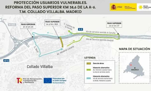 Transportes corta al tráfico el paso superior de la A-6 en Collado Villalba