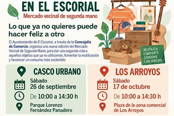 El Escorial organiza el Mercado Vecinal de Segunda Vida para fomentar la reutilización y el consumo sostenible