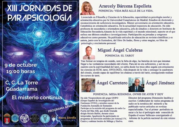 Guadarrama celebra mañana las XIII Jornadas de Parapsicología con charlas sobre tarot, ovnis y la vida después de la muerte
